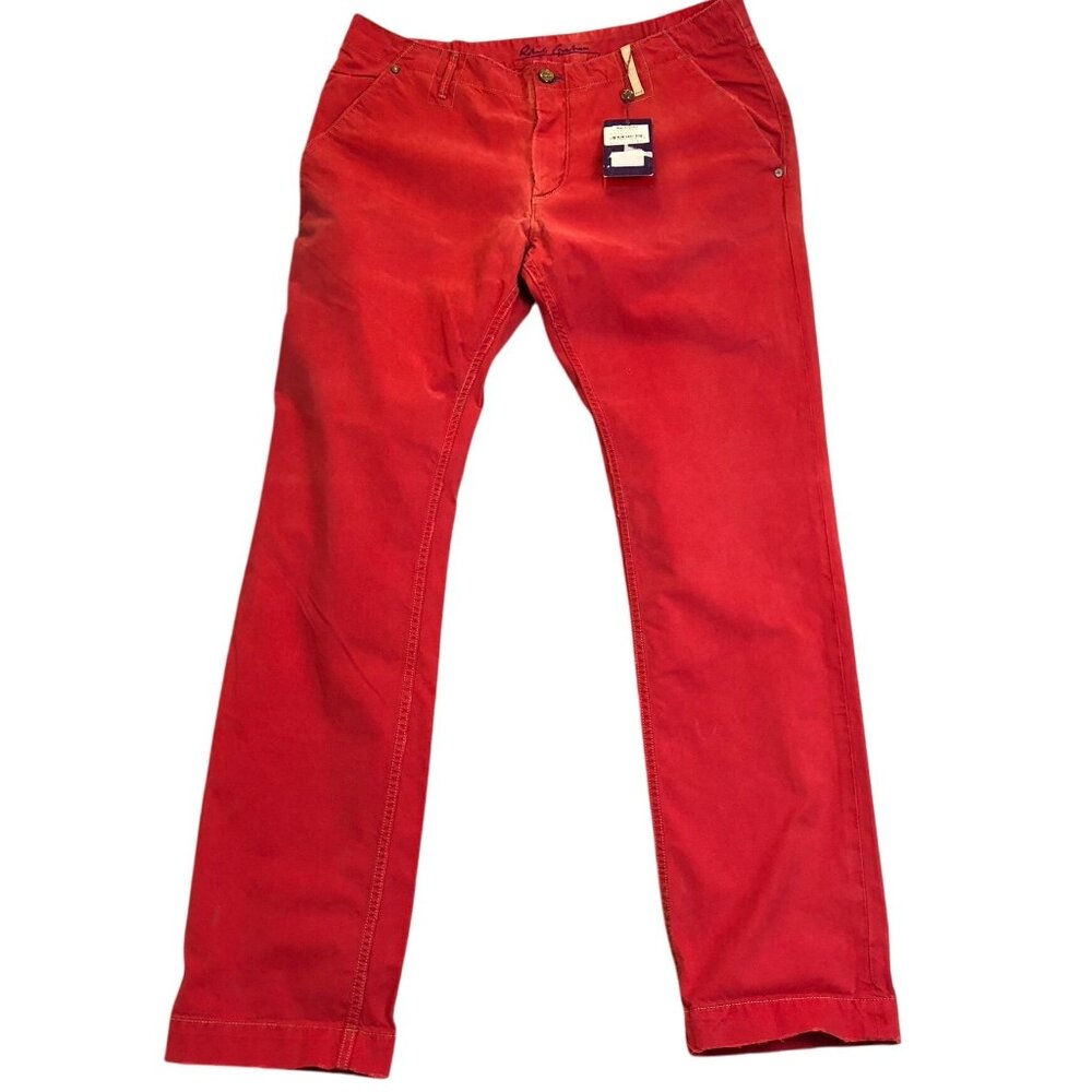 Robert Graham Mens Pants 40x35 Red Slim Fit Jeano Style Cotton Casual Trousers